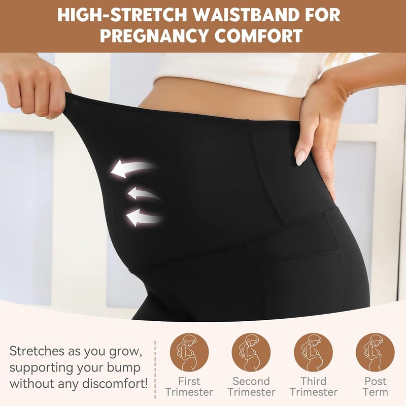 Zando Maternity Leggings for Women Maternity Pants with Pockets Over The Belly-for Leisure Yoga Exercise Workout - Image 3